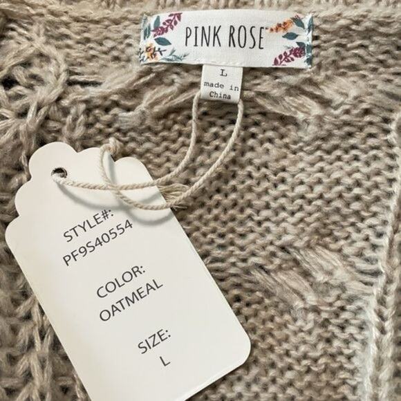 Pink Rose Oatmeal Cardigan Size Large - Picture 5 of 5